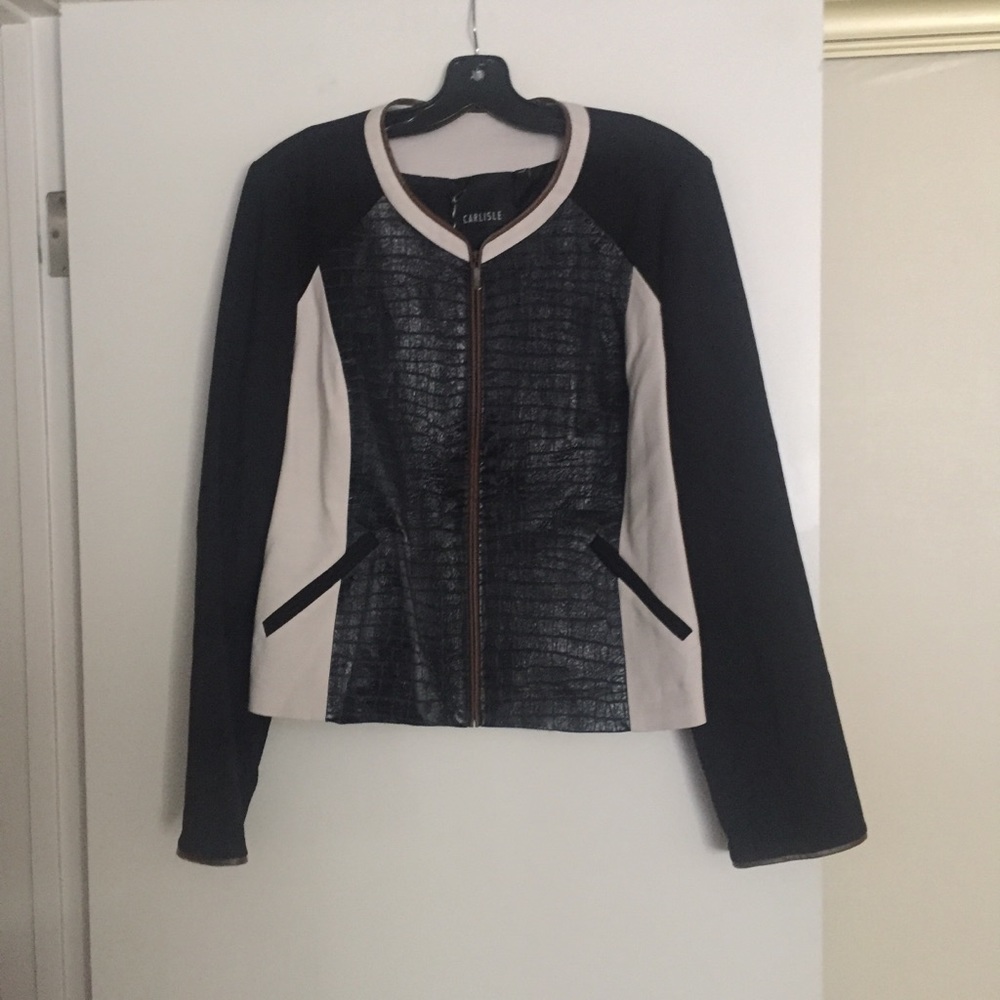 Leather Front Zipper Jacket.